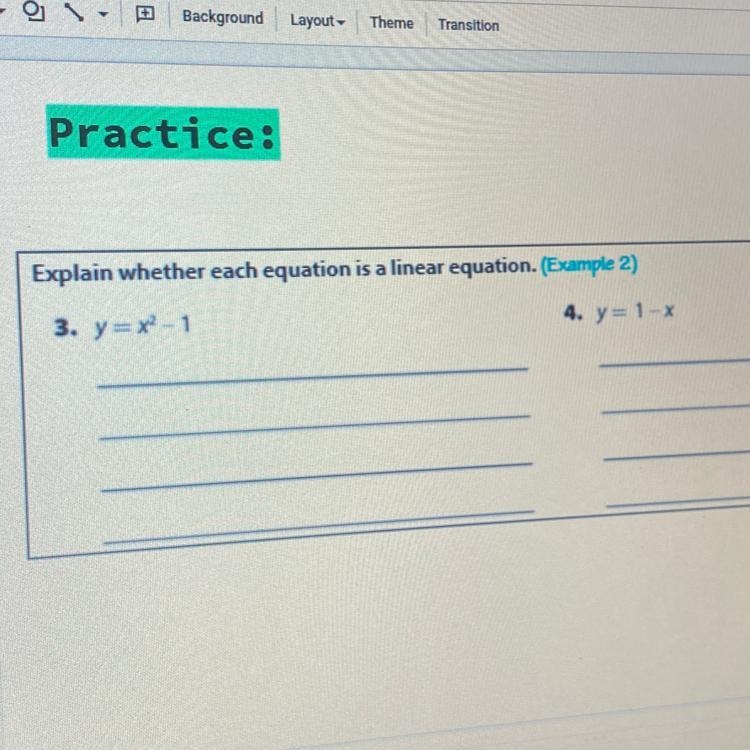 Explain whether each equation is a linear equation.-example-1