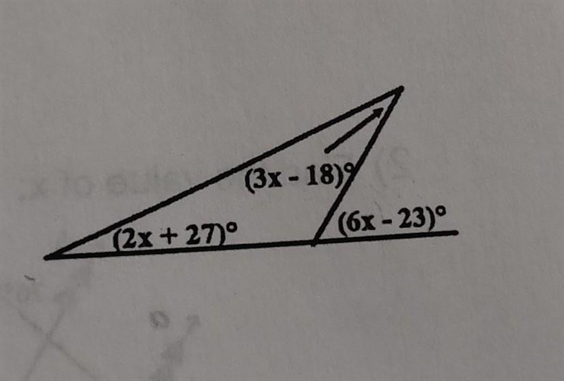 (2x+27)° (3x-18)° (6x-23)°​-example-1