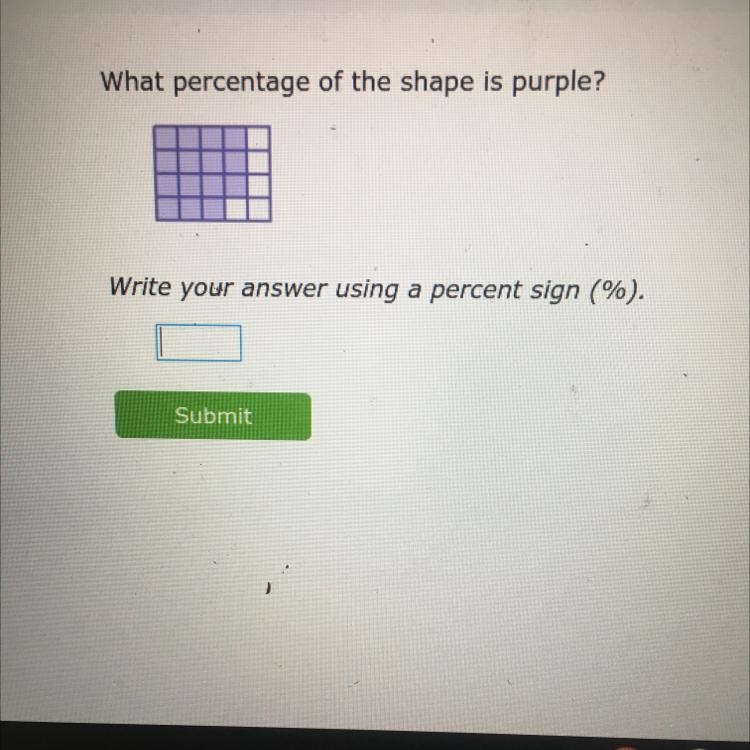 What percentage of the shape is purple?-example-1