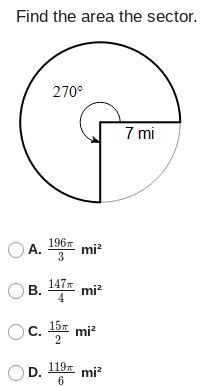 ASAP! FIND THE AREA OF THE SECTOR-example-1