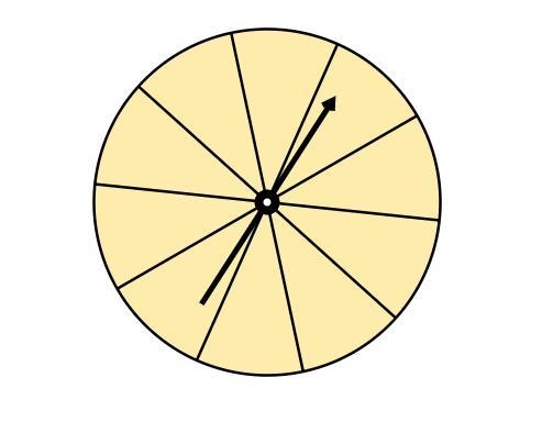 A spinner with 10 equally sized slices has 10 yellow slices. The dial is spun and-example-1