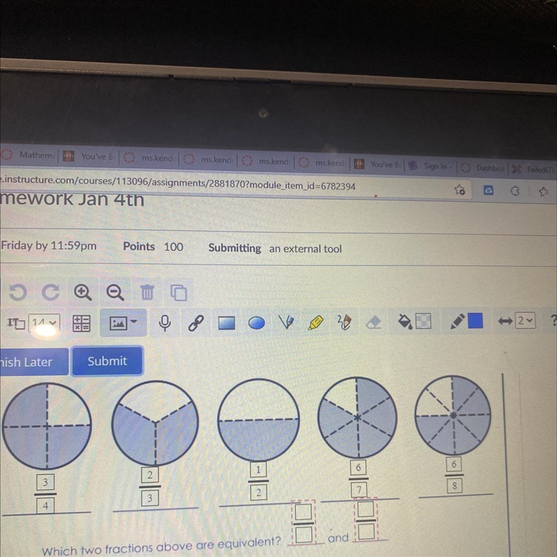 What fractions above are equivalent? ( fractions on picture )-example-1