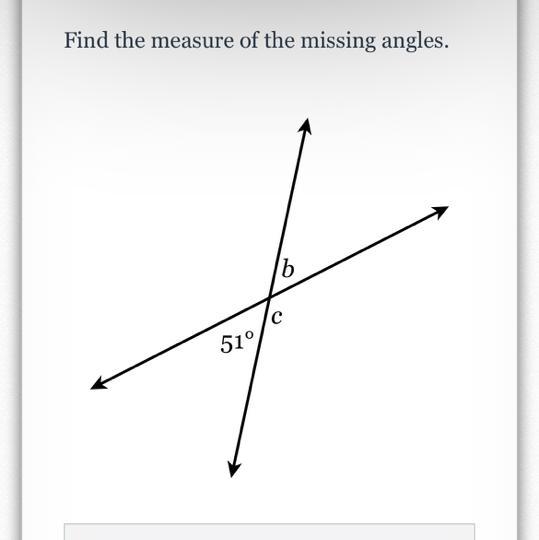 Find the measure of the missing angles.-example-1