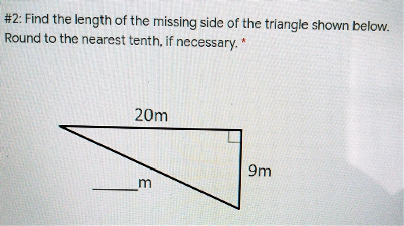 HELP /AYUDA no my homework!!! find the lenght of the missing side of the triange shown-example-1