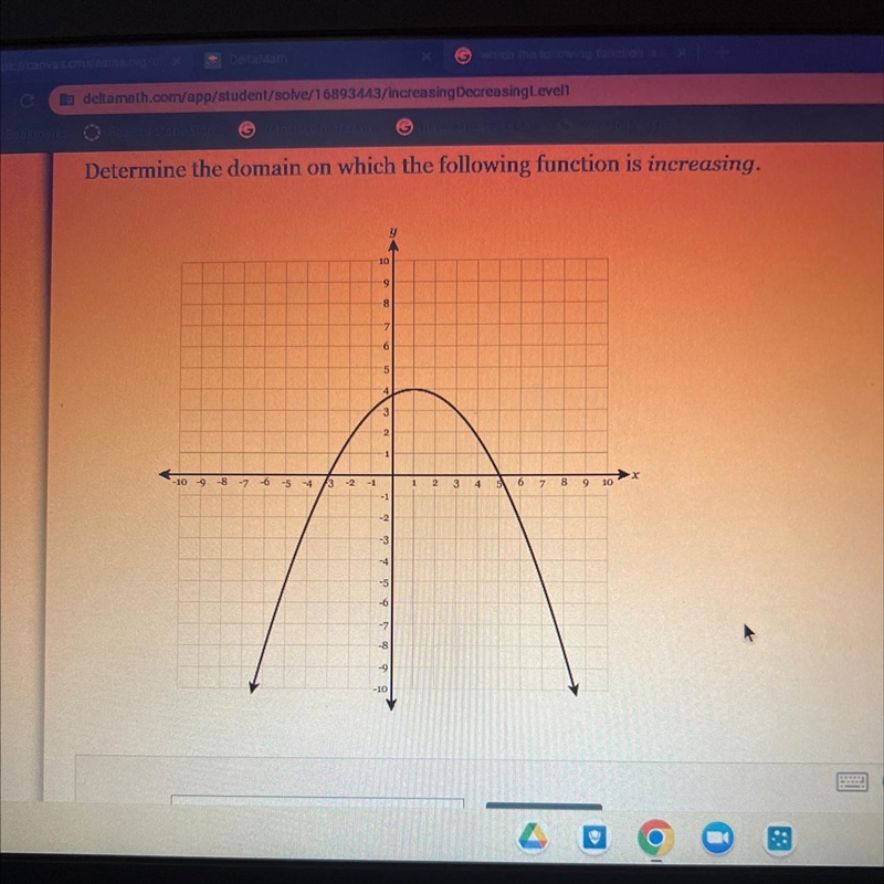 Determine the domain on which the following function is increasing.-example-1