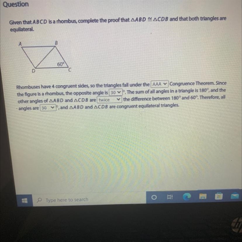 THE ANSWERS THAT ARE SHOWN ARE NOT RIGHT Options for the first box- AAA, SAS, SSS-example-1