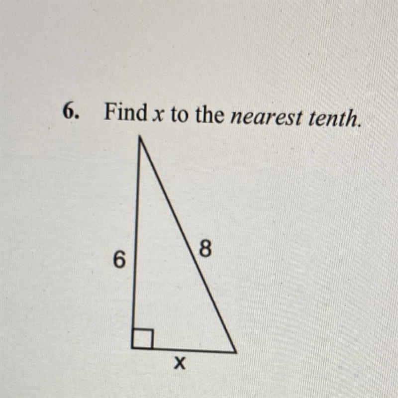 Find x to the nearest tenth. 8 6 X-example-1