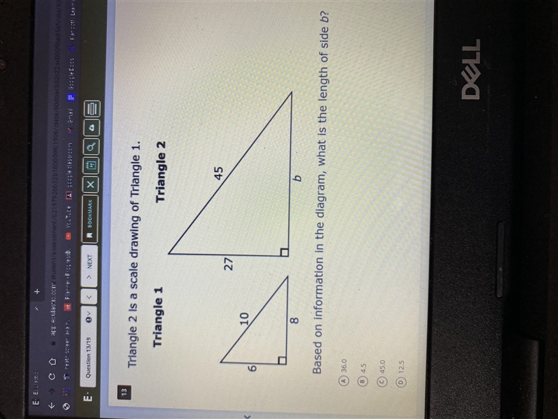 Triangle 2 is a scale drawing of Triangle 1. Based on information in the diagram, what-example-1