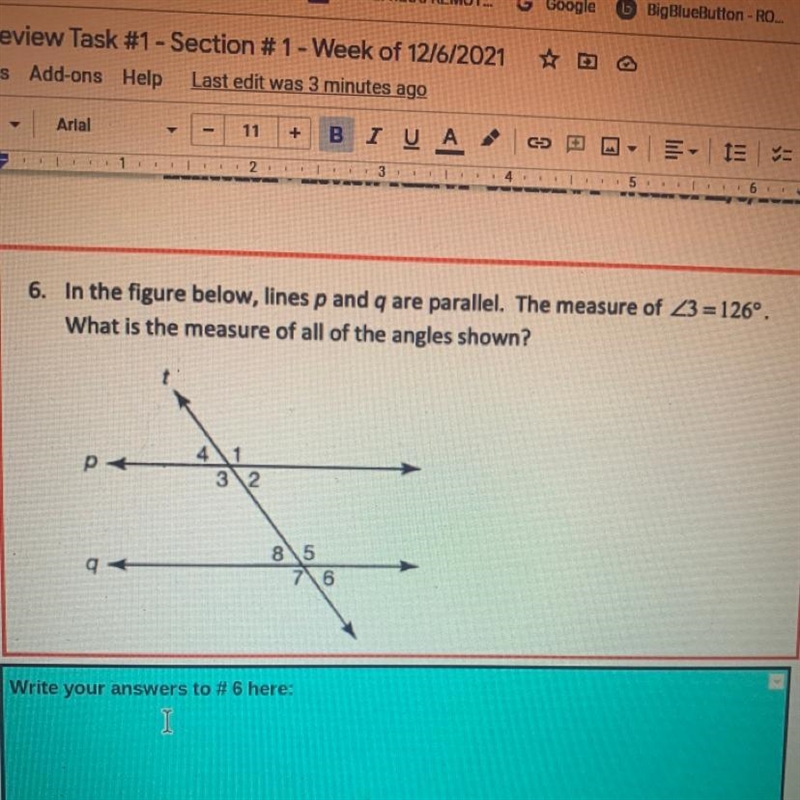 What is the measure of all angles shown?-example-1