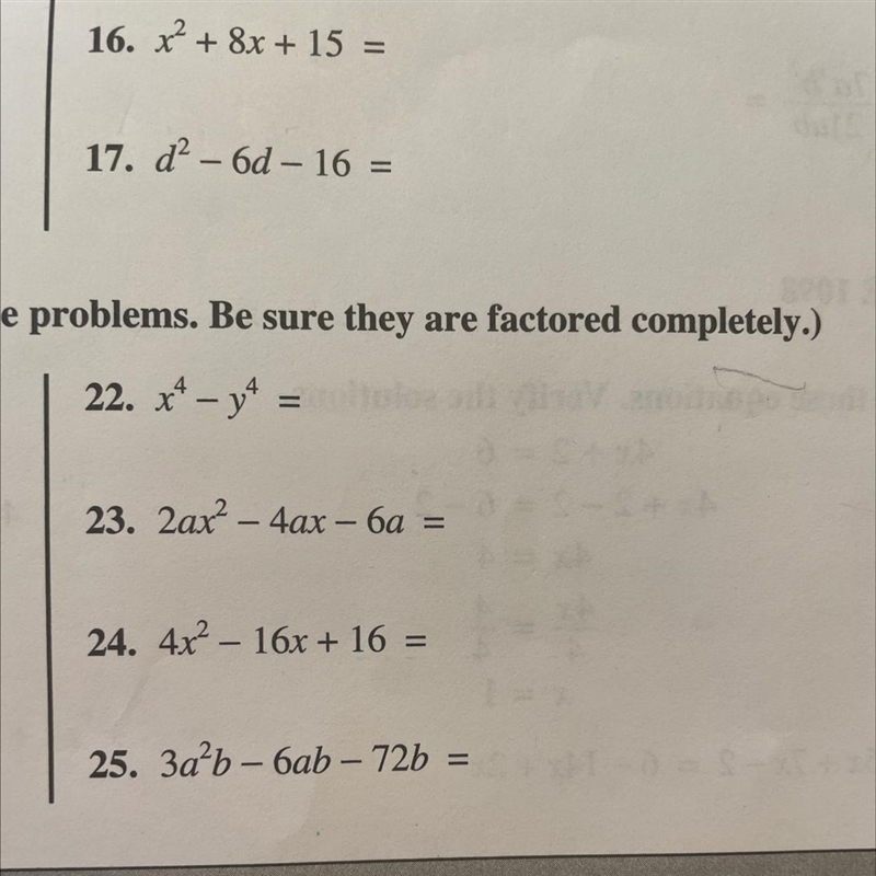 Help with number 16. Instructions are to Factor.-example-1