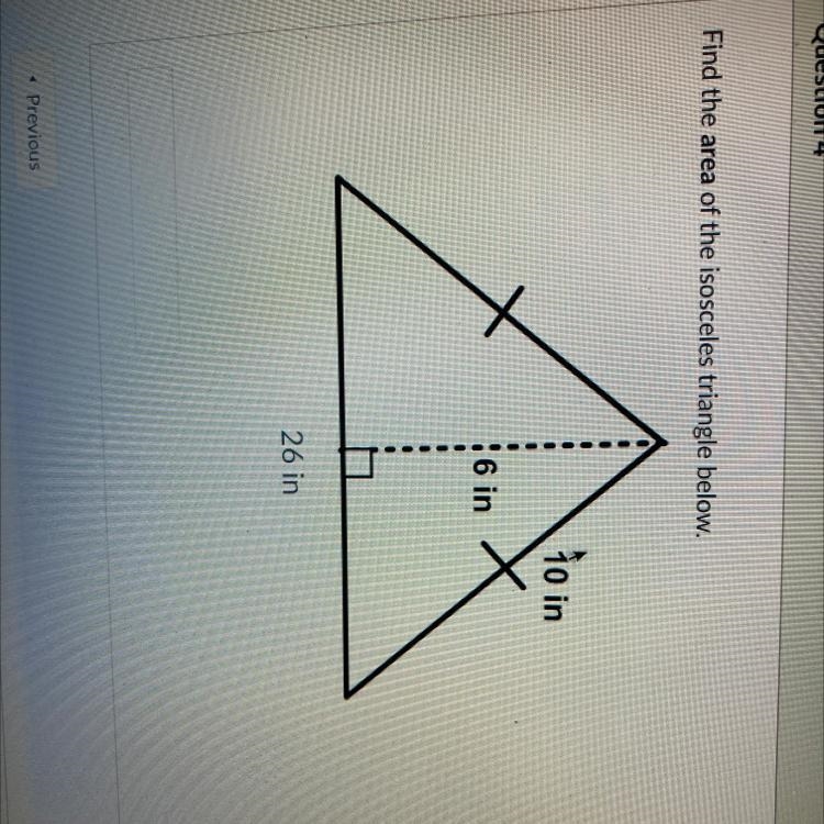 The area of the isosceles triangle below-example-1