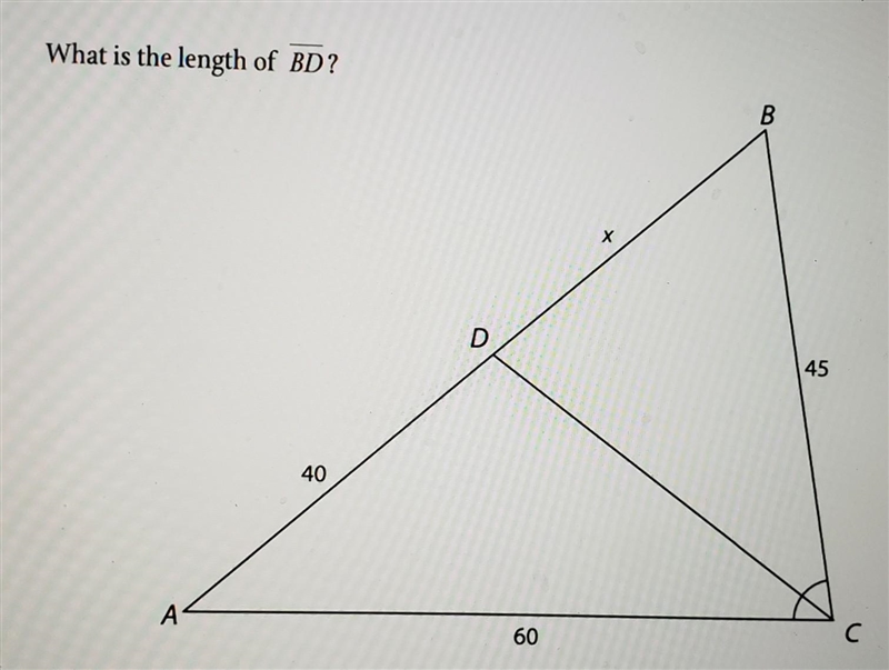 What is the length of BD? A. 53.3 units B. 30 units C. 67.5 units D. There is not-example-1