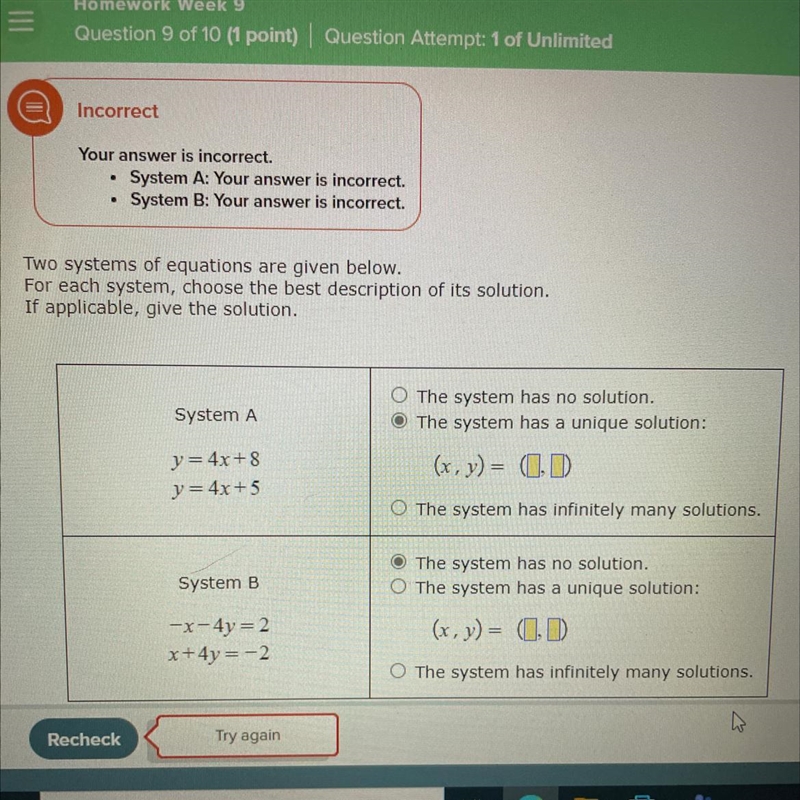 PLEASE PLEASE HELP ME WITH THIS QUESTION Two systems of equations are given below-example-1