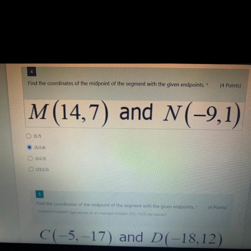 Coordinates of the midpoint of the segment with the given endpoints.-example-1