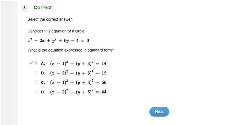 Consider this equation of a circle. x^2-2x+y^2+6y-4=0 The answer is bellow!!!-example-1