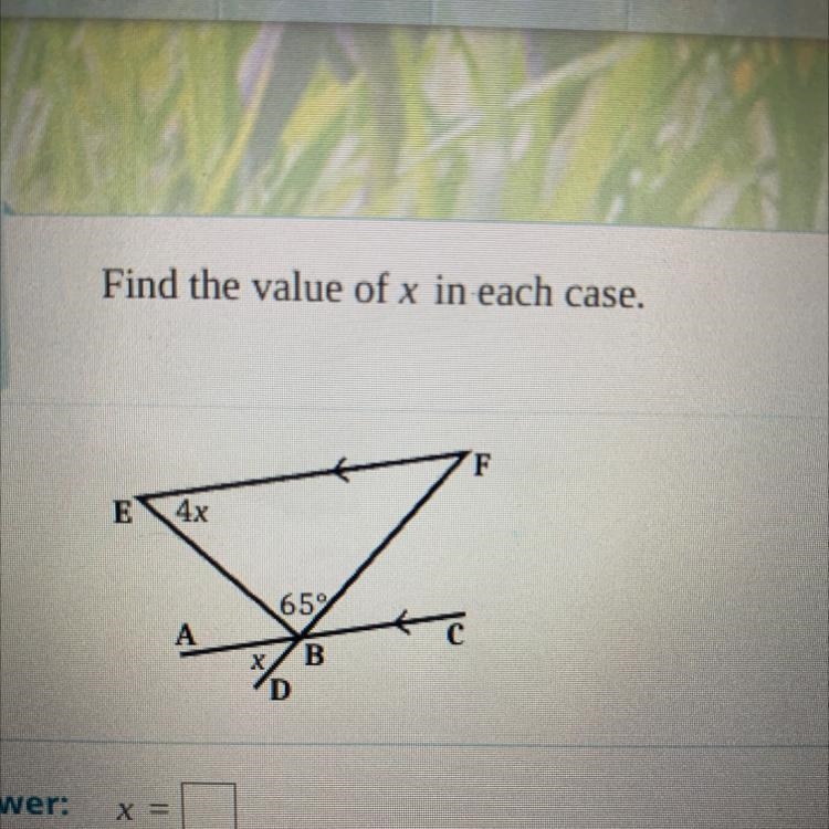 Find the value of x in each case.-example-1