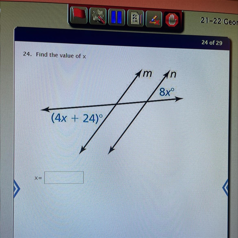 Please help FIND THE VALUE OF X-example-1