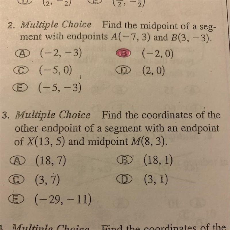 Find the endpoint of a segment with an endpoint of X(13,5) and midpoint M(8,3).-example-1