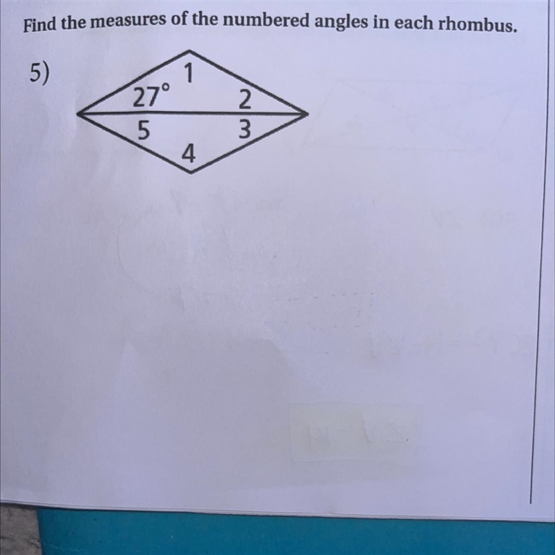 Find the measures of the numbered angles in each rhombus.-example-1