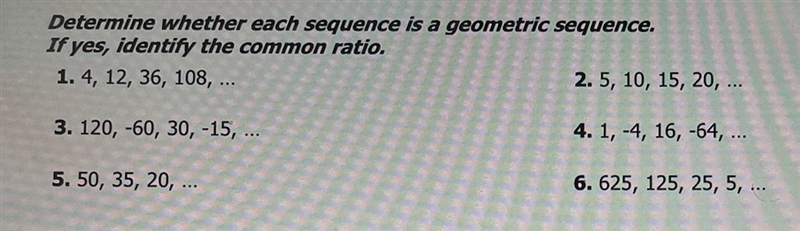 Can someone help me figure out number 5 and determine what it’s sequence is and common-example-1