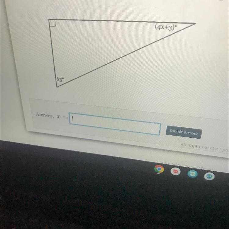 The measures of the angles of a triangle are shown in the figure below . Solve for-example-1