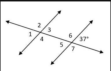 Determine the measure of each angle using the picture below. Assume the two lines-example-1