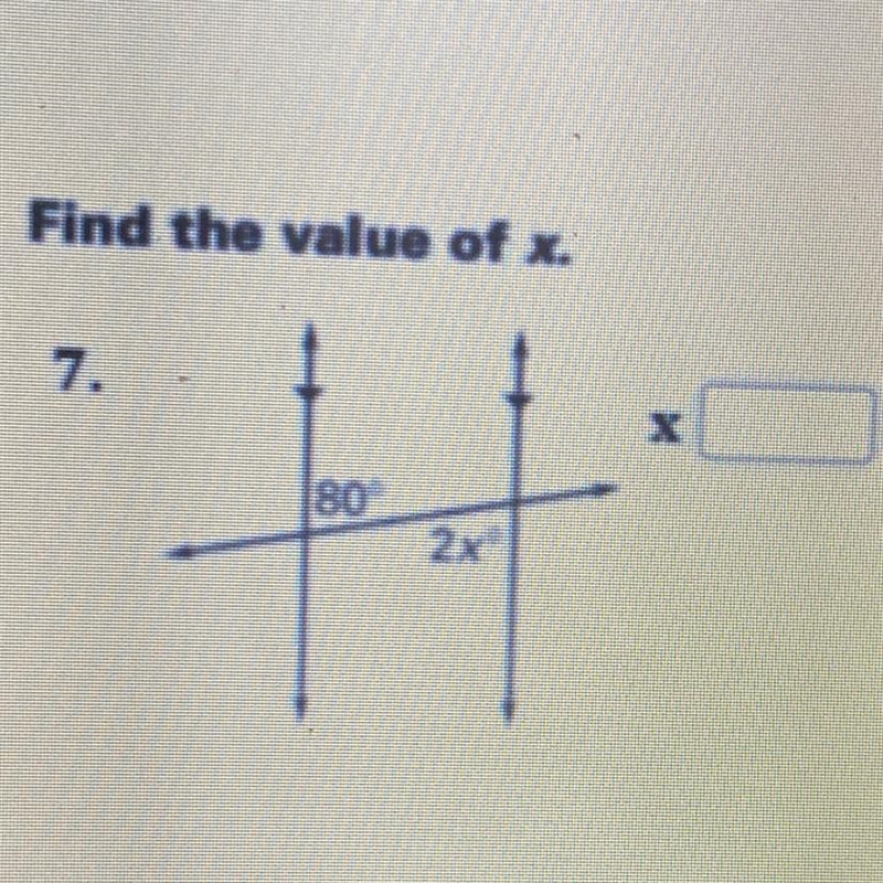 Find the value of x. 7. 8.-example-1