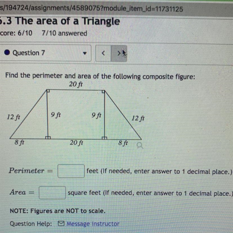 Find the perimeter and area of the following composite figure. GEOMETRY!! HELPPP PLS-example-1