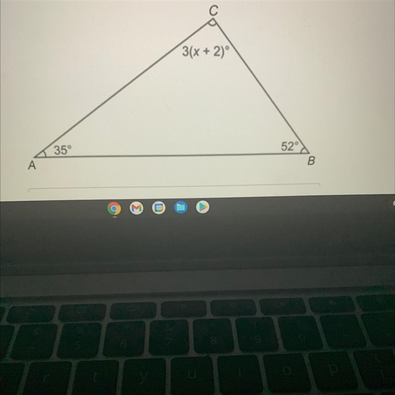 This is the same triangle you used for Question 2. Triangle ABC has angle measures-example-1