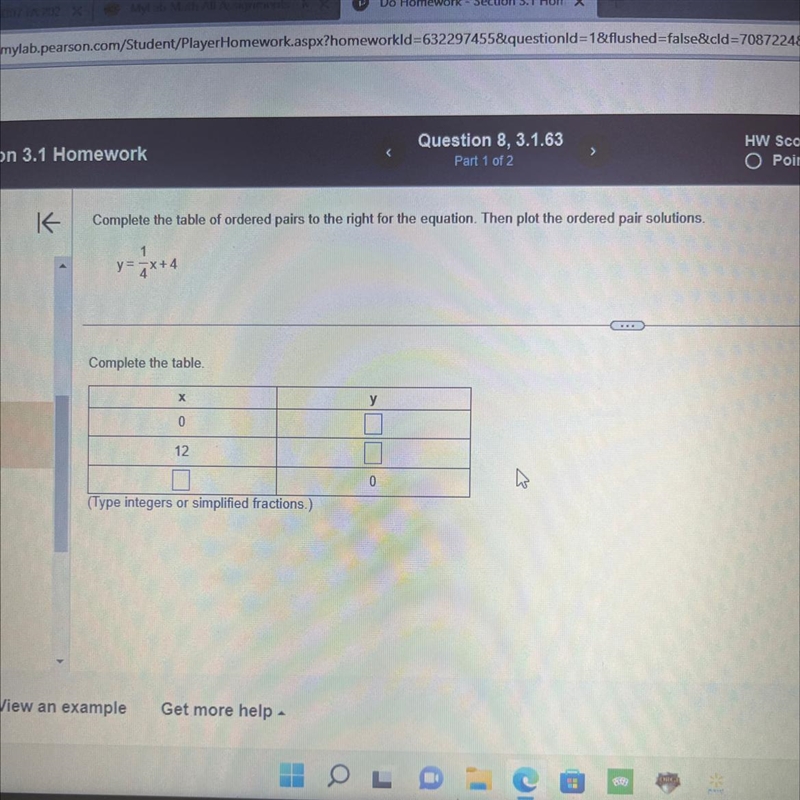 Complete the table of ordered pairs to the right for the equation. Then plot the ordered-example-1