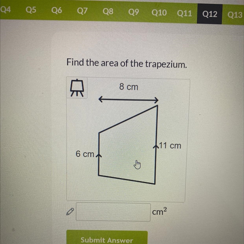 Find the area of the trapezium.-example-1