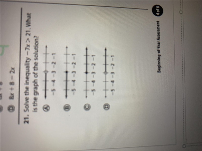 Solve the inequality -7x > 21. What is the graph of the solution?-example-1