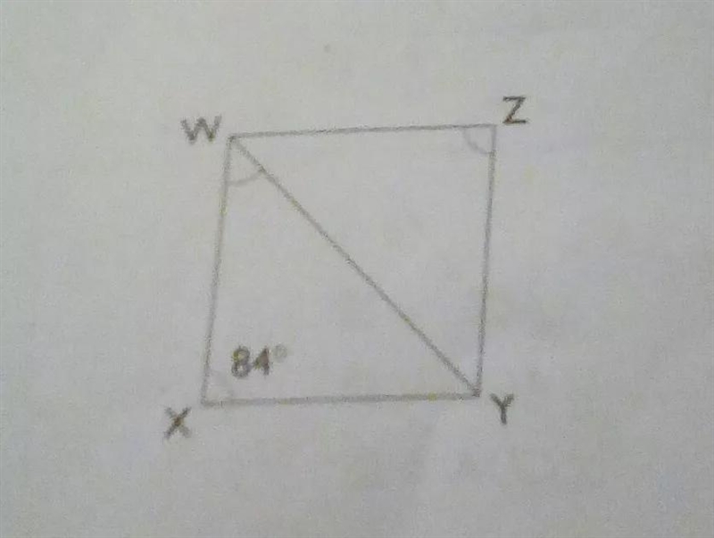 In the rhombus WXYZ, < WXY = 84° . find < WZY and < XWYI don't really understand-example-1