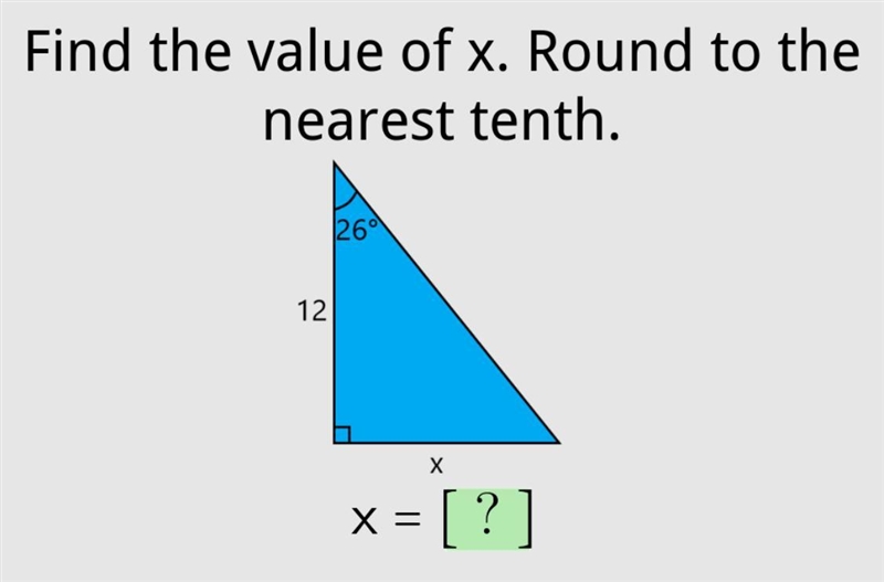 Find the value of x. Round to the nearest tenth. 26 12 X X = [?]-example-1