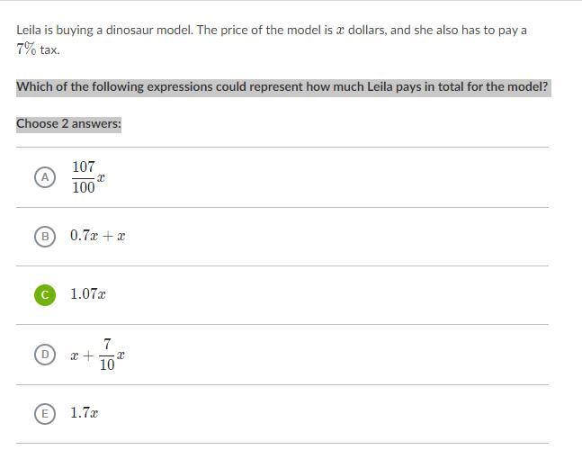 Leila is buying a dinosaur model. The price of the model is x dollars, and she also-example-1
