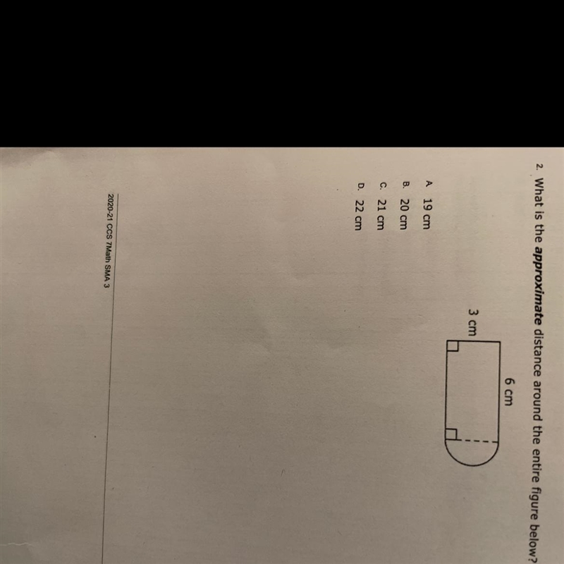 What is the approximate distance around the entire figure below?-example-1