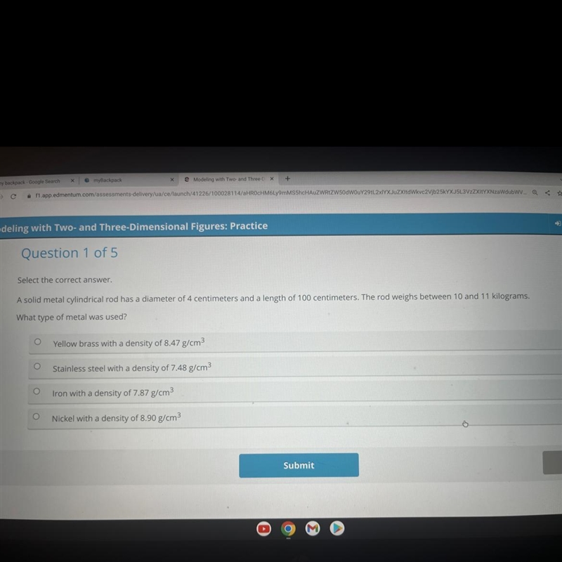 Modeling with Two- and Three-Dimensional Figures: Practice Question 1 of 5 Select-example-1