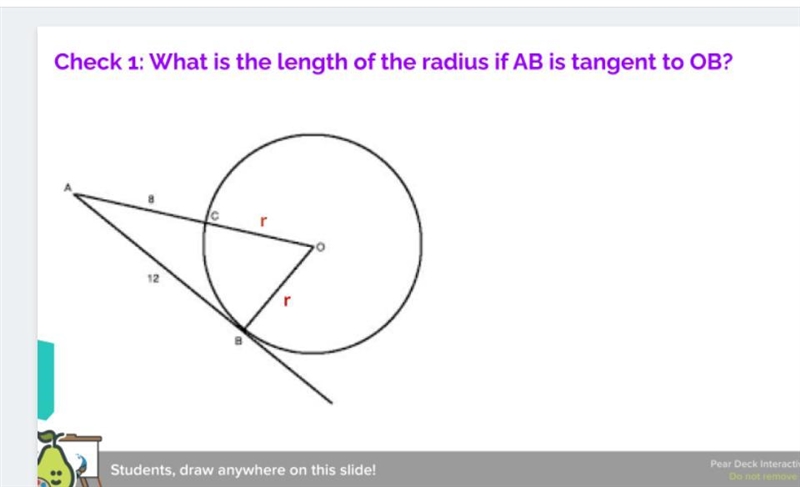 What is the length of the Radius if AB is tangent to OB-example-1