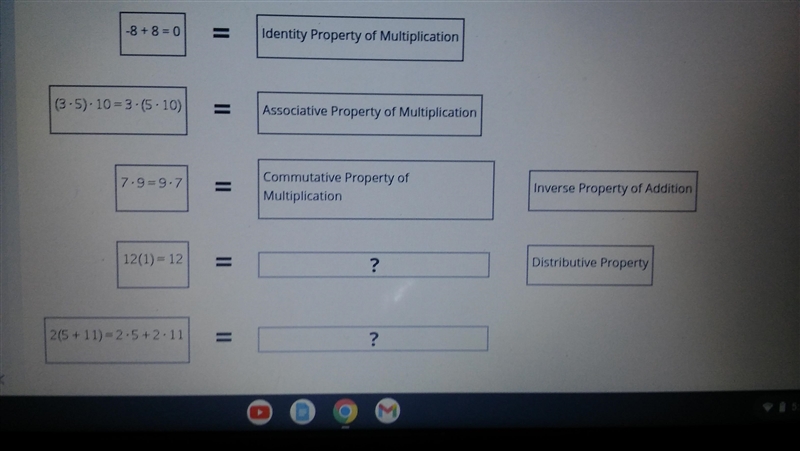 Does anyone know the last two? Match the correct property to the equation showing-example-1