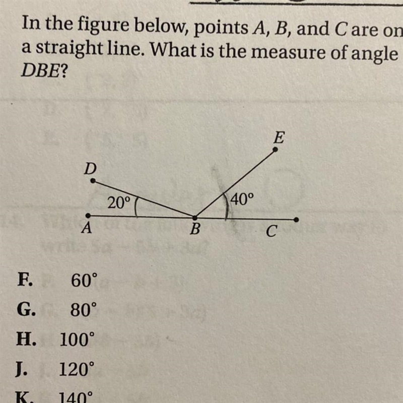 In the figure below, points A, B, and C are on a straight line. What is the measure-example-1