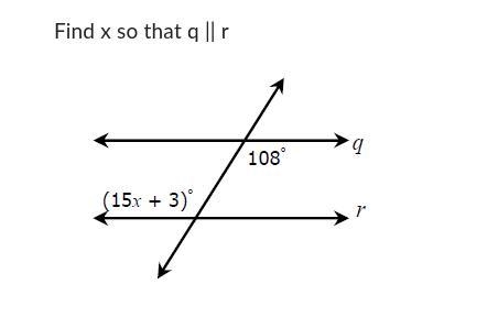 Find x so that q || r-example-1