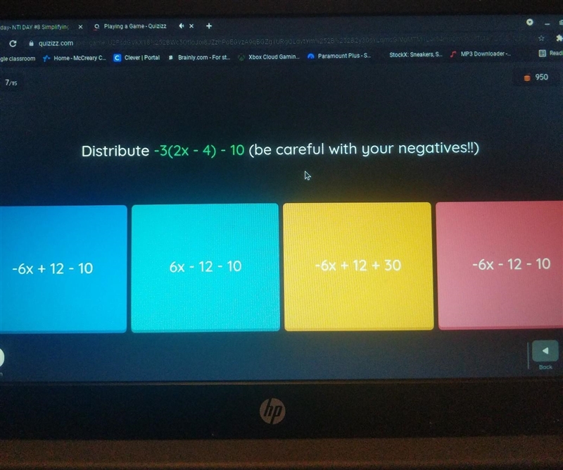 Distribute -3(2x - 4) - 10 (be careful with your negatives!!)​-example-1