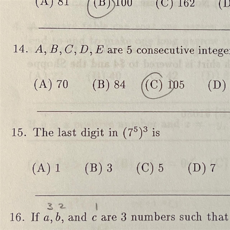 The last digit in 7 to the power of 5 to the power of 3 (AKA 15)-example-1