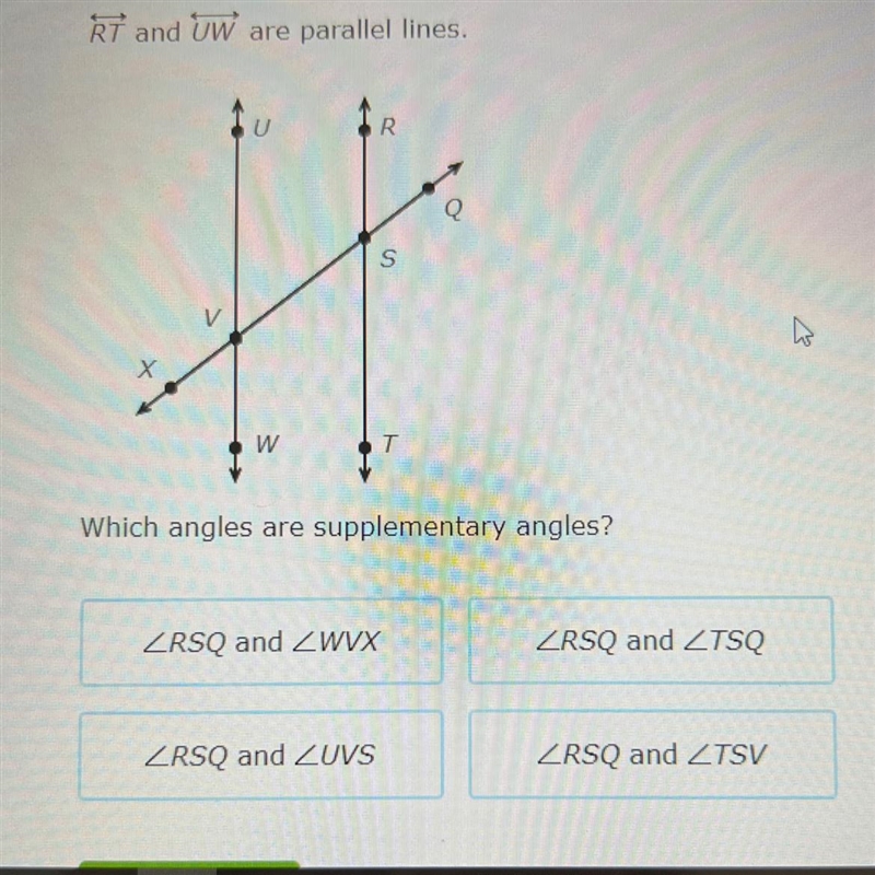 Which angles are supplementary angles ?-example-1