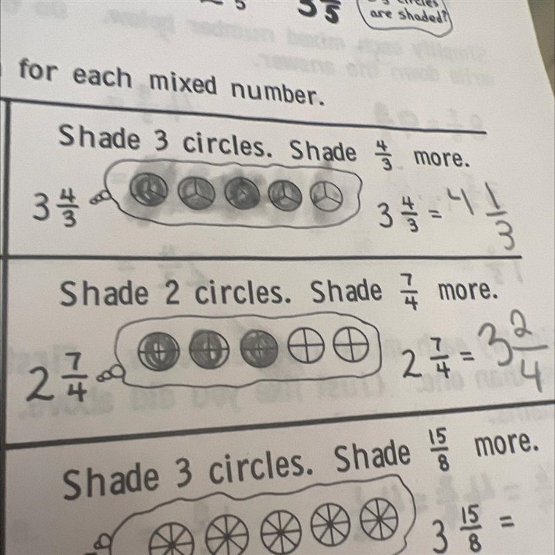 Shade 2 circles. Shade 7/4 more-example-1