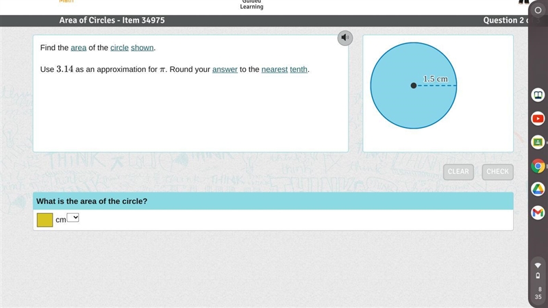 Use 3.14 as an approximation for π. Round your answer to the nearest tenth.-example-1