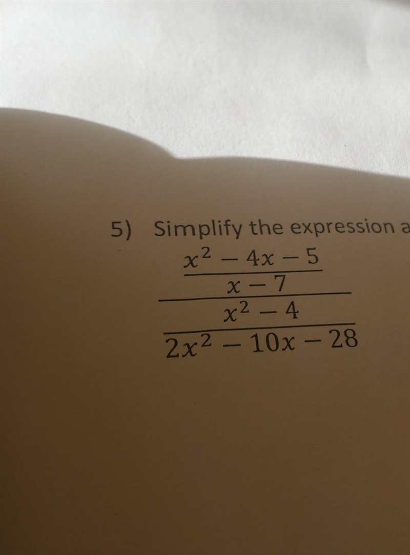 5) Simplify the expression and identify any restrictions on x. ​-example-1