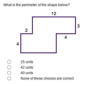 What is the perimeter of the shape below?-example-1