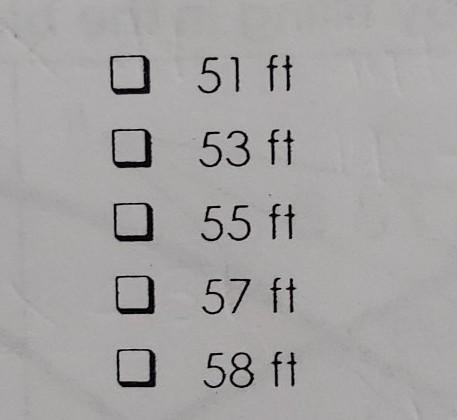 If a triangle has lengths of 3 ft and 54 ft. check all the possible lengths for the-example-1