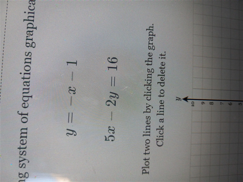 Solve The Following system of equations graphically on the set of axis below-example-1